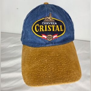 Cerveza Cristal Denim Blue and Suede Tan Cap